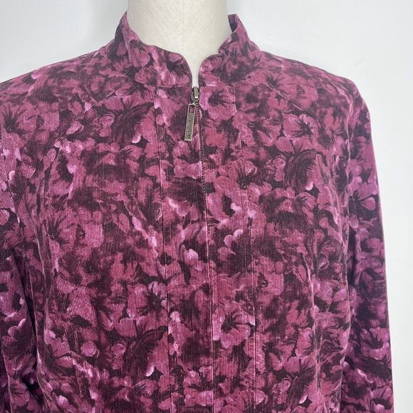 Susan Graver Jacket Floral Zip Size Medium - Picture 12 of 15